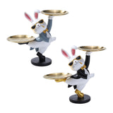 Maxbell Rabbit Statue with Storage Tray Bunny Figurine Animal Sculpture Key Holder Gray
