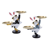 Maxbell Rabbit Statue with Storage Tray Bunny Figurine Animal Sculpture Key Holder Gray