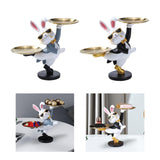 Maxbell Rabbit Statue with Storage Tray Bunny Figurine Animal Sculpture Key Holder Gray