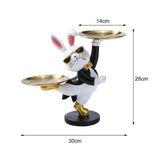Maxbell Rabbit Statue with Storage Tray Bunny Figurine Animal Sculpture Key Holder Black