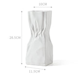 Maxbell Modern Crumpled Ceramic Vase Flower Pot Ornament for Porch Dining Room Decor 28.5cmx11.5cmx10cm