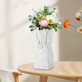 Maxbell Modern Crumpled Ceramic Vase Flower Pot Ornament for Porch Dining Room Decor 28.5cmx11.5cmx10cm