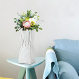 Maxbell Modern Crumpled Ceramic Vase Flower Pot Ornament for Porch Dining Room Decor 28.5cmx11.5cmx10cm