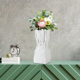 Maxbell Modern Crumpled Ceramic Vase Flower Pot Ornament for Porch Dining Room Decor 28.5cmx11.5cmx10cm