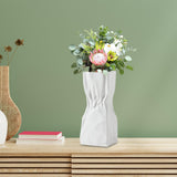 Maxbell Modern Crumpled Ceramic Vase Flower Pot Ornament for Porch Dining Room Decor 28.5cmx11.5cmx10cm