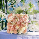 Maxbell Artificial Flower Wall Panel Rose for Wedding Outdoor Indoor Wall Decor Champagne Pink