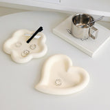 Maxbell Vanity Tray Jewelry Table Trays Dresser Dish for Wedding Bedroom Necklace Beige Heart