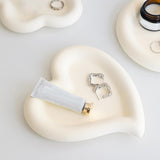 Maxbell Vanity Tray Jewelry Table Trays Dresser Dish for Wedding Bedroom Necklace Beige Heart