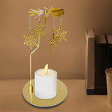 Maxbell Metal Rotating Candle Holder Rotary Candlestick for Living Room Ornament Snowflake