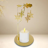 Maxbell Metal Rotating Candle Holder Rotary Candlestick for Living Room Ornament Snowflake