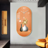 Maxbell Modern Crystal Porcelain Painting Wall Clock Silent Big Kitchen Decor Style H