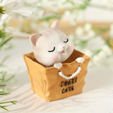 Maxbell Cat Figurine Shaking Head Cat Car Dashboard Decoration for Cafe Decor Style C