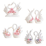 Maxbell 2Pcs White Swan Figurines Modern Ceramic Sculpture Swan Ornament Decoration Style A