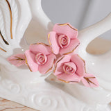 Maxbell 2Pcs White Swan Figurines Modern Ceramic Sculpture Swan Ornament Decoration Style A