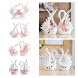 Maxbell 2Pcs White Swan Figurines Modern Ceramic Sculpture Swan Ornament Decoration Style A