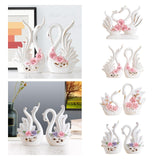 Maxbell 2Pcs White Swan Figurines Modern Ceramic Sculpture Swan Ornament Decoration Style A
