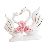 Maxbell 2Pcs White Swan Figurines Modern Ceramic Sculpture Swan Ornament Decoration Style A