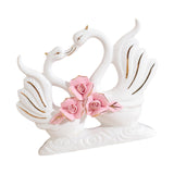 Maxbell 2Pcs White Swan Figurines Modern Ceramic Sculpture Swan Ornament Decoration Style A