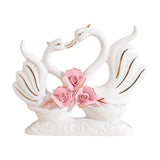 Maxbell 2Pcs White Swan Figurines Modern Ceramic Sculpture Swan Ornament Decoration Style A