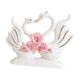 Maxbell 2Pcs White Swan Figurines Modern Ceramic Sculpture Swan Ornament Decoration Style A