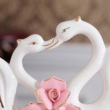 Maxbell 2Pcs White Swan Figurines Modern Ceramic Sculpture Swan Ornament Decoration Style A