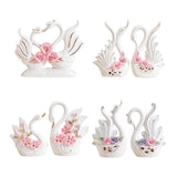 Maxbell 2Pcs White Swan Figurines Modern Ceramic Sculpture Swan Ornament Decoration Style A