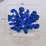 Maxbell Resin Coral Statue LED with Light Desk Lamp for Desktop Bar Decor Blue