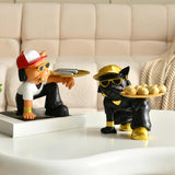 Maxbell Resin Bulldog Sculpture Storage Tray Statue for Bookshelf Porch Living Room Black