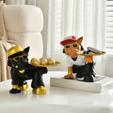 Maxbell Resin Bulldog Sculpture Storage Tray Statue for Bookshelf Porch Living Room Black