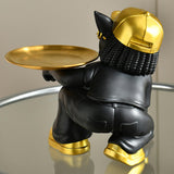 Maxbell Resin Bulldog Sculpture Storage Tray Statue for Bookshelf Porch Living Room Black