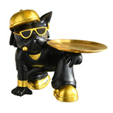 Maxbell Resin Bulldog Sculpture Storage Tray Statue for Bookshelf Porch Living Room Black