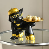 Maxbell Resin Bulldog Sculpture Storage Tray Statue for Bookshelf Porch Living Room Black