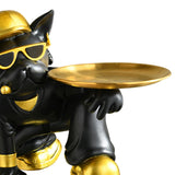 Maxbell Resin Bulldog Sculpture Storage Tray Statue for Bookshelf Porch Living Room Black