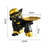 Maxbell Resin Bulldog Sculpture Storage Tray Statue for Bookshelf Porch Living Room Black