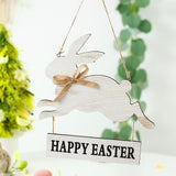 Maxbell Happy Easter Hanging Sign Rabbit Wooden Plaque for Easter Party Favors Decor