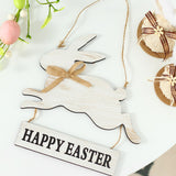 Maxbell Happy Easter Hanging Sign Rabbit Wooden Plaque for Easter Party Favors Decor