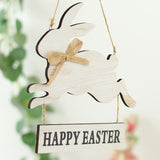 Maxbell Happy Easter Hanging Sign Rabbit Wooden Plaque for Easter Party Favors Decor