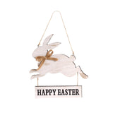 Maxbell Happy Easter Hanging Sign Rabbit Wooden Plaque for Easter Party Favors Decor