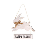 Maxbell Happy Easter Hanging Sign Rabbit Wooden Plaque for Easter Party Favors Decor