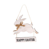 Maxbell Happy Easter Hanging Sign Rabbit Wooden Plaque for Easter Party Favors Decor