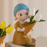 Maxbell Nordic Bouquet Girl Statue Table Centerpieces for Living Room Office Cabinet