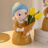 Maxbell Nordic Bouquet Girl Statue Table Centerpieces for Living Room Office Cabinet