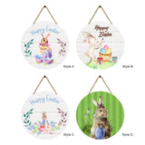 Maxbell Easter Door Sign Wood Door Hanger Bunny Pattern Ornament Housewarming Gift Style A