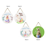 Maxbell Easter Door Sign Wood Door Hanger Bunny Pattern Ornament Housewarming Gift Style A