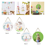 Maxbell Easter Door Sign Wood Door Hanger Bunny Pattern Ornament Housewarming Gift Style A