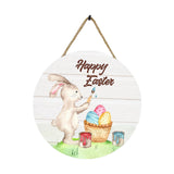 Maxbell Easter Door Sign Wood Door Hanger Bunny Pattern Ornament Housewarming Gift Style B