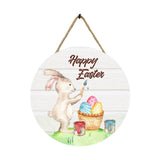 Maxbell Easter Door Sign Wood Door Hanger Bunny Pattern Ornament Housewarming Gift Style B