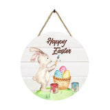 Maxbell Easter Door Sign Wood Door Hanger Bunny Pattern Ornament Housewarming Gift Style B