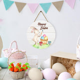 Maxbell Easter Door Sign Wood Door Hanger Bunny Pattern Ornament Housewarming Gift Style B