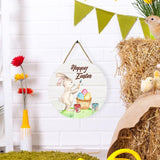 Maxbell Easter Door Sign Wood Door Hanger Bunny Pattern Ornament Housewarming Gift Style B